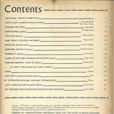Table of Contents - this issue