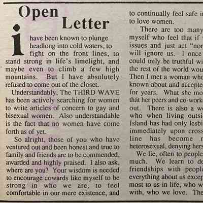 Open Letter by Anonymous: Published January 1991 (Vol.2#1)