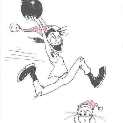 Holiday card featuring Hothead and Chicken (the cat)