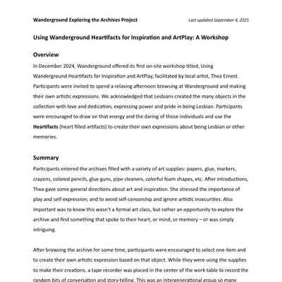 Summary of Workshop and Conversation: PDF
