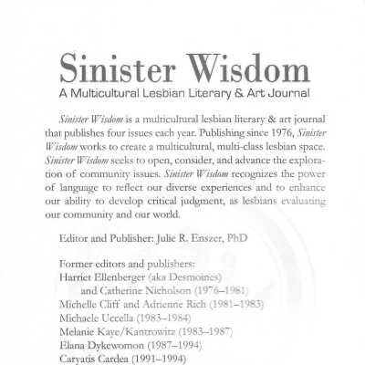 Sinister Wisdom - Herstorical List of Editors