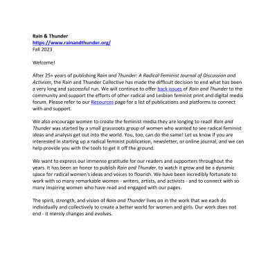 R&T - Letter for last issue