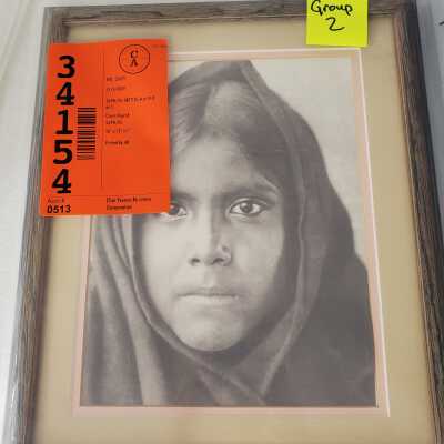 B&W, child with headscarf