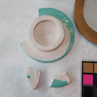         Pale mint blue ceramic plaque picture number 3
