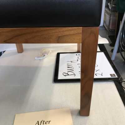 Wood legs  had honey pot applied and then buffed out