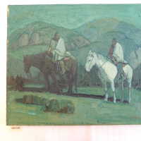          Two Native Americans against green sky and hills picture number 4
