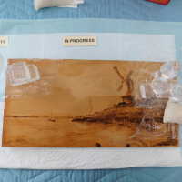          Dutch Windmill scene - wood burnishing picture number 18
