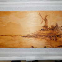          Dutch Windmill scene - wood burnishing picture number 23
