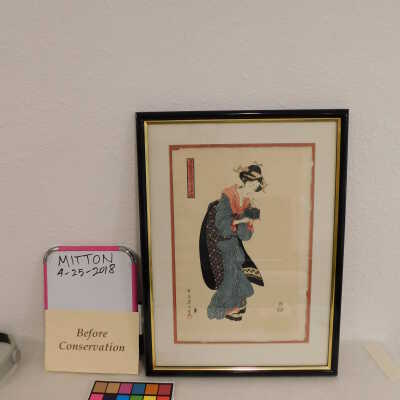 Japanese woman holding box