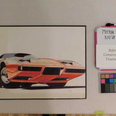 Framed red car