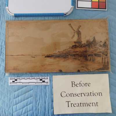 Dutch Windmill scene - wood burnishing