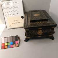          Medieval Painted Gilt Box with Key picture number 14
