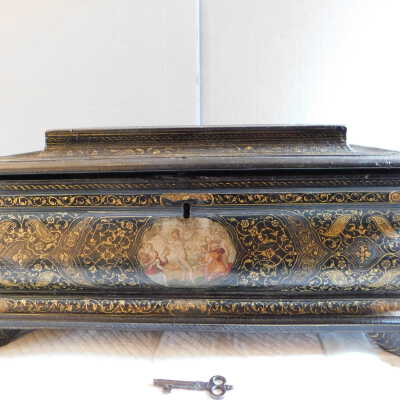 Medieval Painted Gilt Box with Key