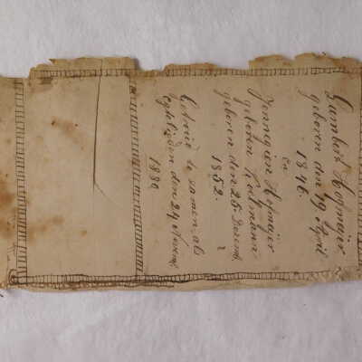 Before treatment: The second loose leaf with tears and broken edge (back side)