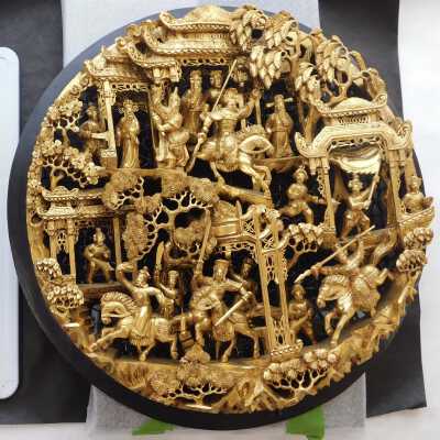 Large Round Chinese woodcarving