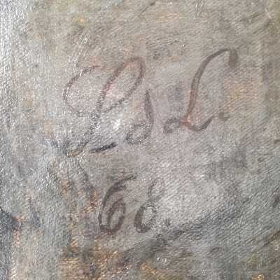 Lilac Girl - Signature: "LdL 68.", facing right, bottom half