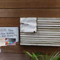 White metal enamel flag