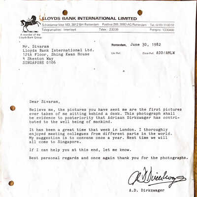 1982-06-30 Brief aann Mr Sivaram, Singapore.