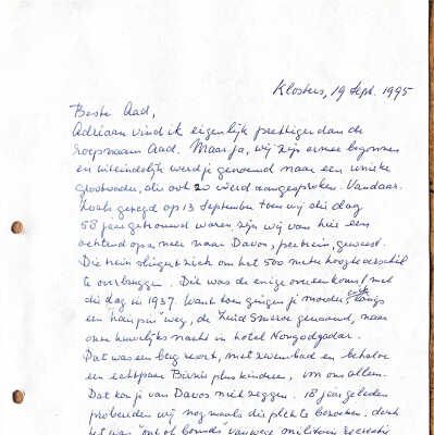 1995-09-19 Brief van Ab vanuit Klosters aan Aad.