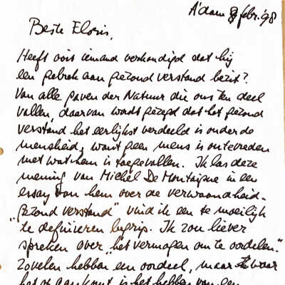 1998-02-08 Brief aan Floris over gezondverstand.