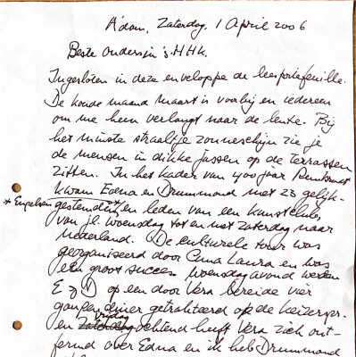 2006-04-01 Brief aan ouders. Verslag bezoek Edna & Drummond.