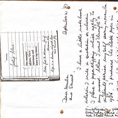 1987-09 -21 Kattebelletje aan Ursula & Stuart Cook