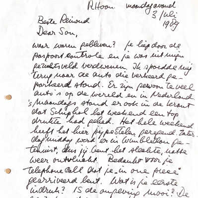 1989-07-03 Brief aan Reinoud in Engeland.