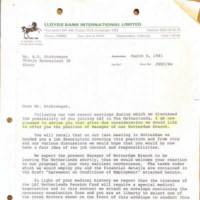 1981-03-06 ADD aangesteld als manager Rotterdam Branch LLOYDS BANK
