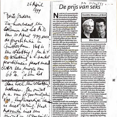 1999-04-26 Brief aan Beste Ouders over de prostitutie in Amsterdam.