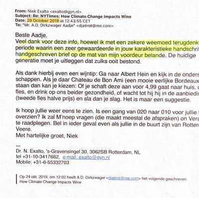 2019-10-29 Mail exchange met Niek Exalto over Wijn.