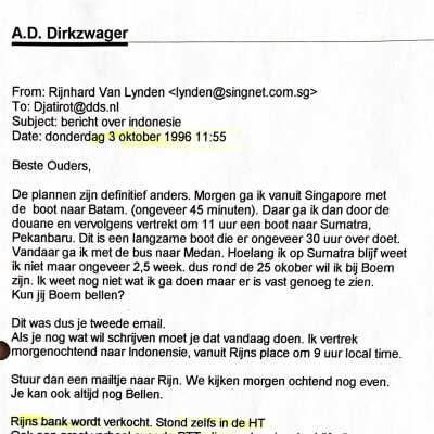 Mail van Floris verzonden in Singapore.