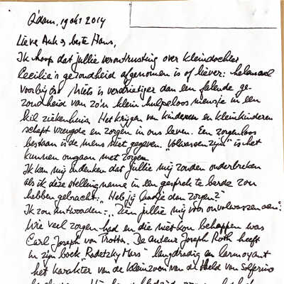 Brief Hans en Ank van Wezel