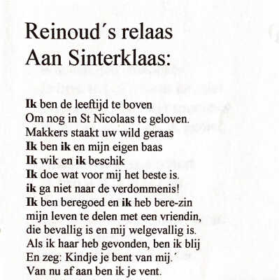 Sinterklaas gedicht voor Reinoud