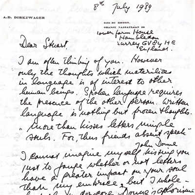 1989-07-08 Letter to Stuart Cook in the UK.