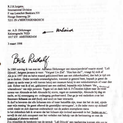 1998-03-03 Brief aan R.J.H. (Rudy) Jurgens.