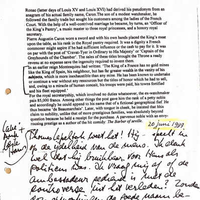 1999-06-20 Mail aan de van Weezels in Luxemburg.