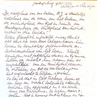 1985-11-19 Verjaardagsbrief aan HendrikJan de Vries. 46 jaar.