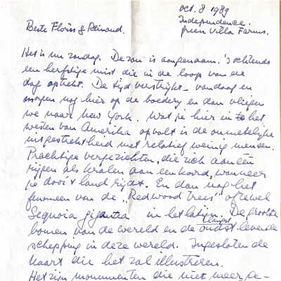 1989 Brief uit Independent Oregon aan Floris en Reinoud v. V en A