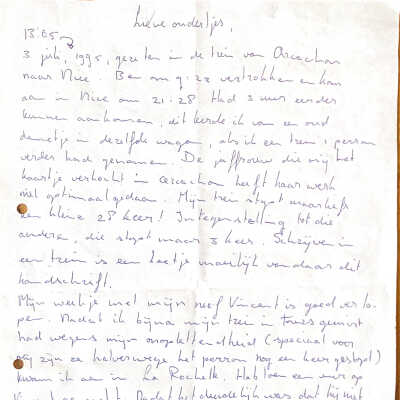 1995-07-03 Brief van Reinoud uit Frankrijk opweg naar Nice.