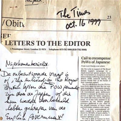 1999-10-16 Artikel over reompense POWs of Japanese.