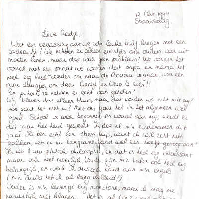 1994-10-12 Brief van Annemarie v. Weezel met een gedicht van Baudelaire.