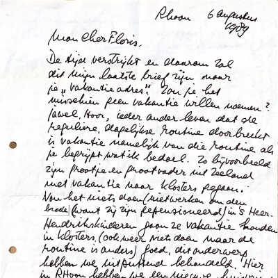 1989-08-06 Laatst brief aan Floris op zijn vakantieadres in Frankrijk