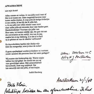 1998-01-21 Brief aan Floris met gedicht.