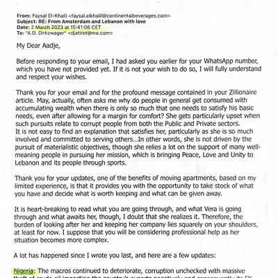 2023-03-02 Mail from Faysa El-Khalil from Lbznon.