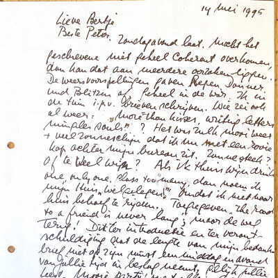 1995-05-14 Bedankbrief aan Bertje en Peter Hupkes voor feest.
