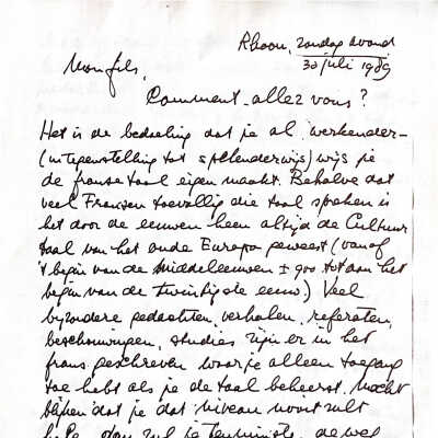 1989-07-30 Une lettre à mon fils Floris en France.
