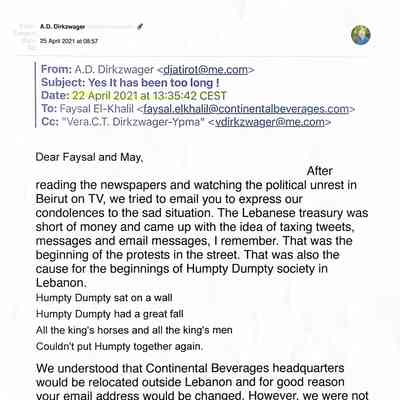 2021-04-22 Mail to Faysal el Khalil.