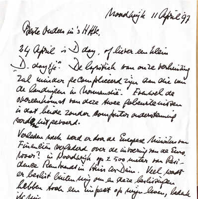 1997-04-11 Brief aan ouders over verhuizing naar Adam en in voering v. .d. Euro.