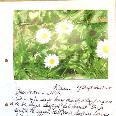 2005-08-19 ADD brief aan ouders om te bedanken voor de “Madelieven” v. Lucie v. Dam v. Isselt.