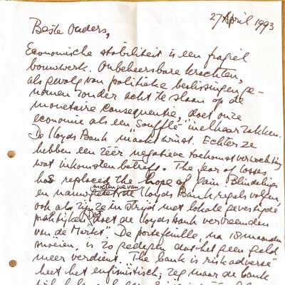 1993-04-27 aan ouders Lloyds Bank Rotterdam wordt gesloten en AGD’s onbillik voorstel aan Inter Scaldis.